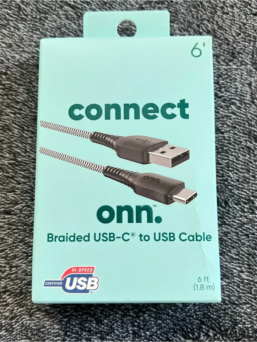 Onn Braided USB-C to USB Cable